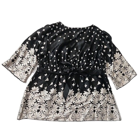 Dressbarn Size 1X Womens Paisley Satin V-Neck 3/4 Bell Sleeve Blouse NEW - Picture 10 of 10